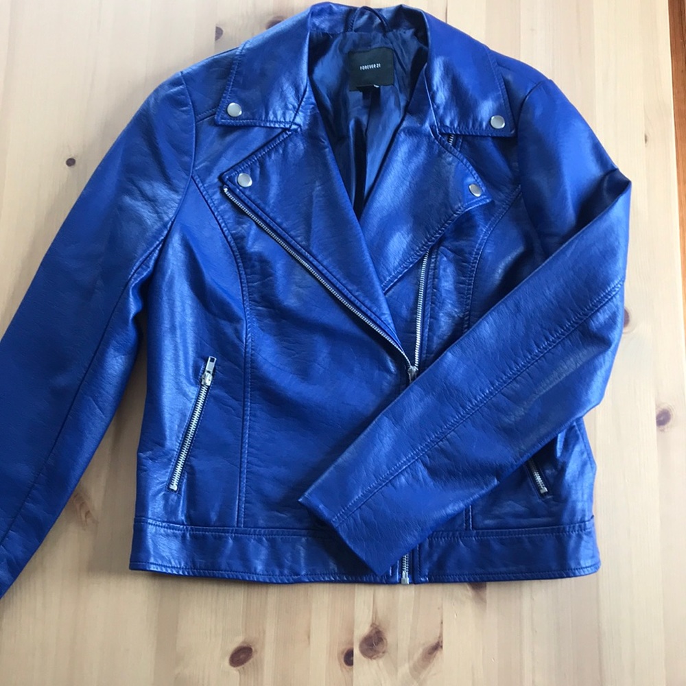 Forever 21 blue “leather” jacket